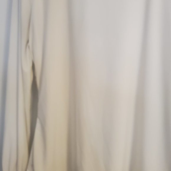 White House Black Market Long Sleeve White Blouse with Gold Chain (XL) - Picture 4 of 6